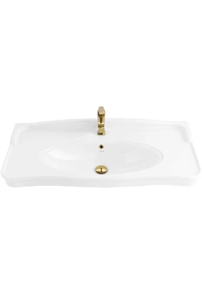 Antik 50x100 cm Mobilya Uyumlu Duvara Monte Lavabo AN100 ürün görseli 1