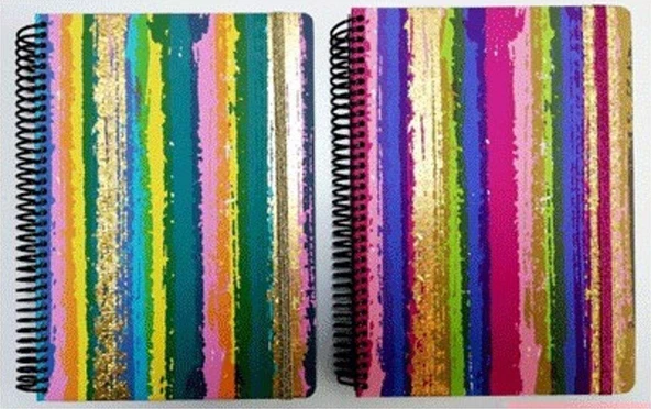 Keskin Color Plastik Kapak Spiralli Glitter Defter 16,5X22,5Cm 80 Yaprak Çizgili 322441-99 (Karışık Renk 1 Adet) ürün görseli 1