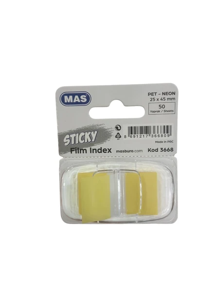 Mas Film İndex Dispenserli Pp 24X45Mm Sarı 3668 (24 Lü Paket) ürün görseli 1