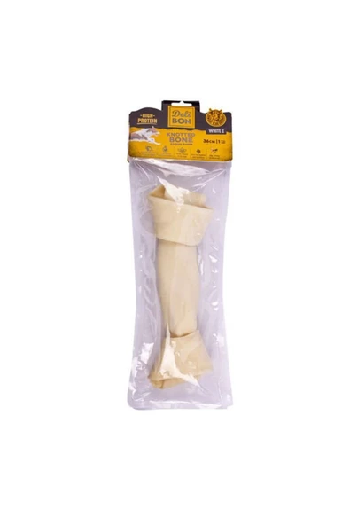 Deri El İşi Düğüm Doğal Kemik Köpek Ödülü 1 Adet-Stick-Beyaz-36 Cm ürün görseli 1