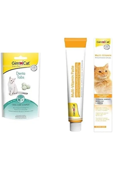 Denta Ödül Tableti 40 Gr ve GimCat Kediler İçin Multi-Vitamin, 100 g, Keten Tohumu Yağı ürün görseli 1