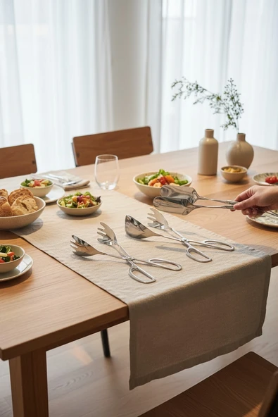 Akayev Aurea 3lü Premium Pasta Salata Makarna Maşa Takımı ürün görseli 1