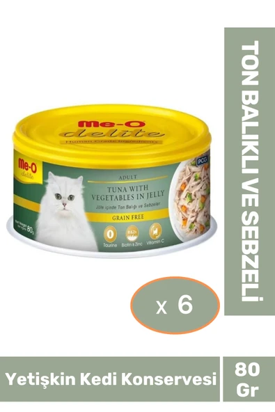 Delite Ton Balıklı ve Sebzeli Jelly Tahılsız Kedi Konservesi 80 Gr X 6 Adet ürün görseli 1