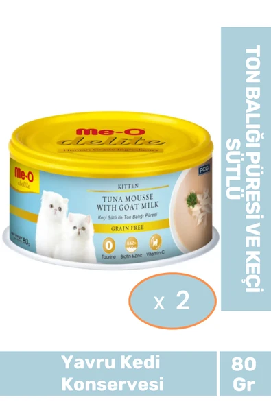 Delite Kitten Ton Balığı Püresi Ve Keçi Sütlü Tahılsız Yavru Kedi Konservesi 80 Gr X 2 Adet ürün görseli 1