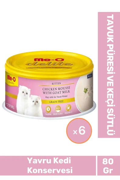 Delite Kitten Tavuk Püresi Ve Keçi Sütlü Tahılsız Yavru Kedi Konservesi 80 Gr X 6 Adet ürün görseli 1