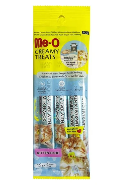 Meo Me-O Tavuk-Ciğer-Keçi Sütlü Yavru Kedi Ödül Maması 15GR x 4 Adet ürün görseli 1