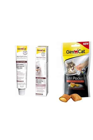 Anti-hairball Malt Paste Kedi Macunu 20 g+ Nutri Pockets Somonlu Kedi Ödülü 60 g ürün görseli 1