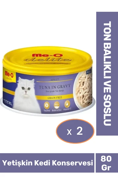 Delite Ton Balıklı ve Soslu Tahılsız Kedi Konservesi 80 Gr X 2 Adet ürün görseli 1