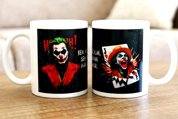 Joker Tasarımlı Porselen Kupa Bardak "Ben Kötü Değilim" Yazılı Karakter Mug ürün görseli 1