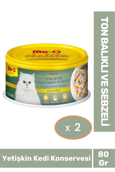 Delite Ton Balıklı ve Sebzeli Jelly Tahılsız Kedi Konservesi 80 Gr X 2 Adet ürün görseli 1