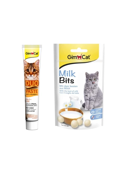 MilkBits Sütlü Ödül Tableti 40gr & GimCat Anti-Hairball Duo Paste Peynir+Malt 50gr ürün görseli 1