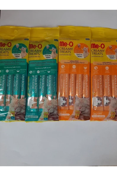 me-o Meo Creamy Treats Kurutulmuş Ton Balıklı ve Balkabaklı 4 lü set ürün görseli 1