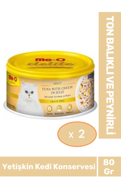 Delite Ton Balıklı ve Peynirli Jelly Tahılsız Kedi Konservesi 80 Gr X 2 Adet ürün görseli 1
