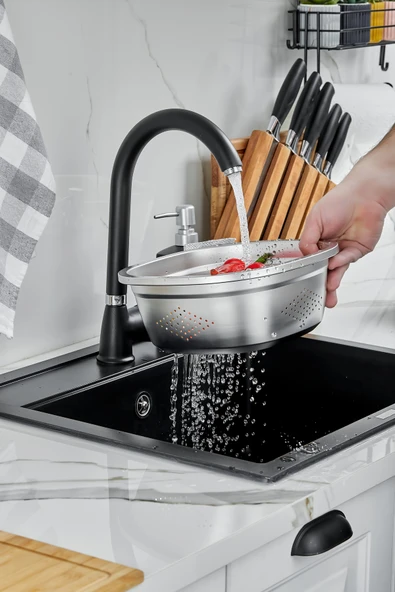 Cooker MaxFlow 26 cm Çelik Süzgeç YK1872 - Resim 2