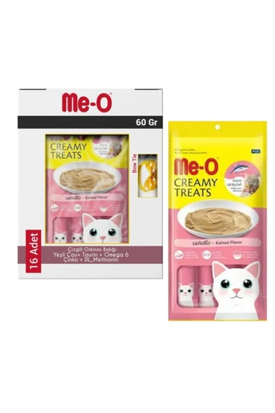 Me-o Creamy Çizgili Orkinos Balıklı Kedi Ödülü 16x60 gr ürün görseli 1