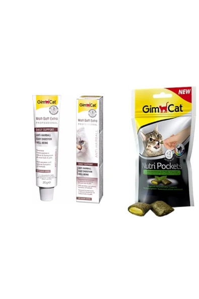 Anti-hairball Malt 20 g Paste Kedi Macunu + Nutri Pockets Kedi Otlu Kedi Ödülü 60 g ürün görseli 1