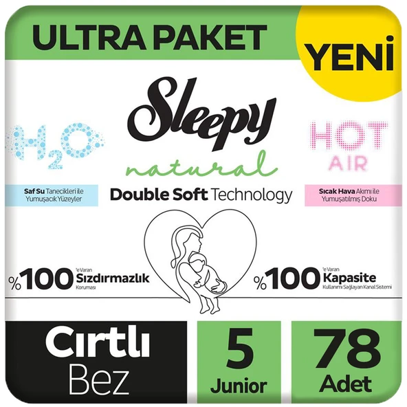 Sleepy 5 Beden Double Soft Natural Bebek Bezi Ultra Paket 78 Adet ürün görseli 1