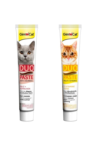 Gimcat Anti Hairball Duo Paste Tavuk Ve Maltlı 50gr Multivitamin Duo Paste Peynir 12 Vitaminli 50gr ürün görseli 1