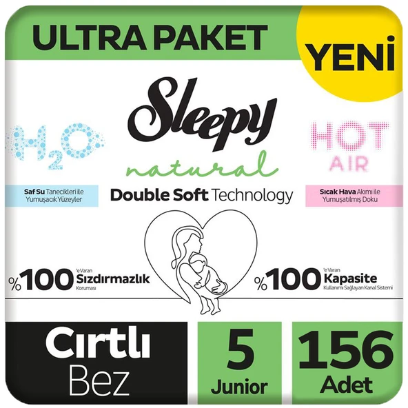 Sleepy 5 Beden Double Soft Natural Bebek Bezi Ultra Paket 78x2 156 Adet ürün görseli 1