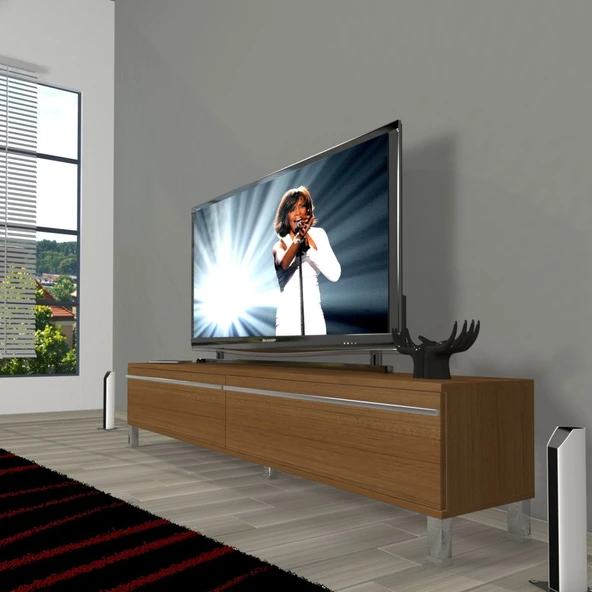Decoraktiv Eko 140T Mdf Krom Ayaklı Tv Ünitesi Tv Sehpası ürün görseli 1