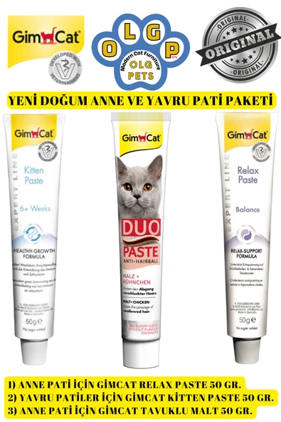 Anne ve Yavru Pati Paketi ( Gimcat Relax Paste, Gimcat Kitten Paste, Gimcat Tavuklu Malt ) ürün görseli 1