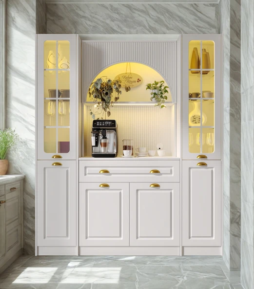 Lureo Nera Arch Maxi Kahve Köşesi Komple MDF, LED Aydınlatmalı Premium Tasarım ürün görseli 1