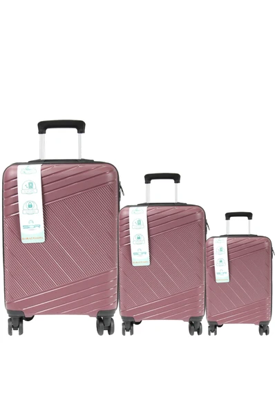 Metropolitan SDR 102 PP Valiz Seti - Büyük + Orta + Kabin Boy - Vişne ürün görseli 1