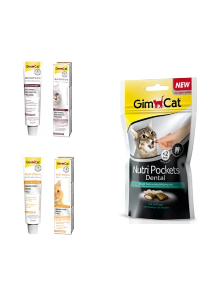 Multi Vitamin 20 gr + Anti-hairball Malt 20 gr Kedi Macunları +Nutri Pockets Dental Kedi Ödülü 60 gr ürün görseli 1