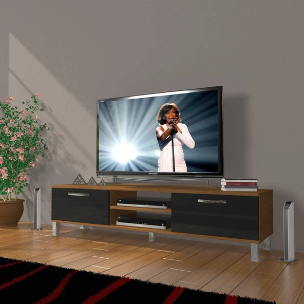 Decoraktiv Eko 140 Mdf Dvd Krom Ayaklı Tv Ünitesi Tv Sehpası ürün görseli 1