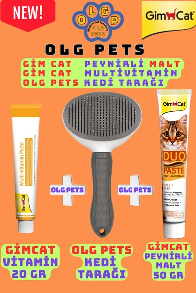 OLG Pets, Gimcat Malt, Gimcat Vitamin, OLG Pets Kedi tarağı paketi ürün görseli 1