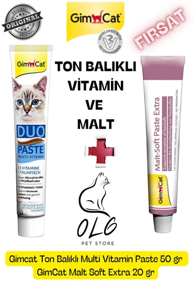 Ton Balıklı Duo Vitamin 50 Gr. + Gimcat Malt Soft Ekstra 20 Gr. ( Tüy yumağı önleyici ) ürün görseli 1
