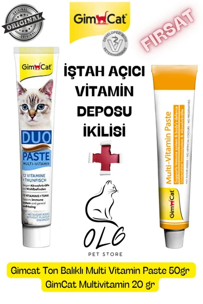 Kedi Bundle Paketi ( Gimcat Ton Balıklı Duo 50 Gr. - Multivitamin 20 Gr ) ürün görseli 1