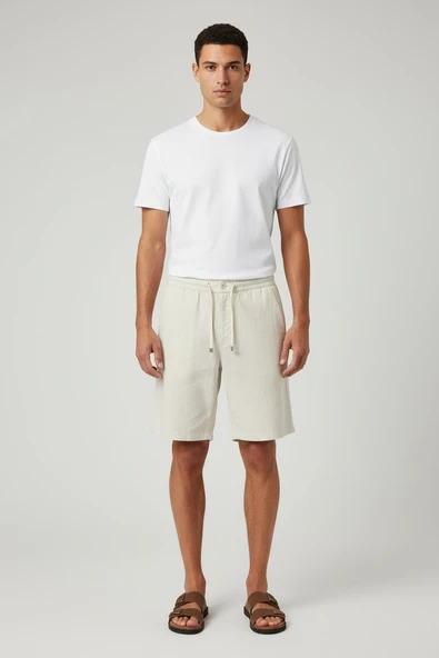 Only & Sons   ONSWAKE LOOSE 0329 SHORTS FRML Erkek Beyaz Şort - 22037261 ürün görseli 1