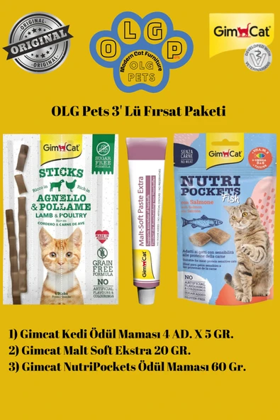 Malt Soft Ekstra 20 Gr. + Gimcat Omega Kedi Ödülü 60 Gr. + Stick Kuzu ve Tavuklu 4 Ad X 5 Gr ürün görseli 1