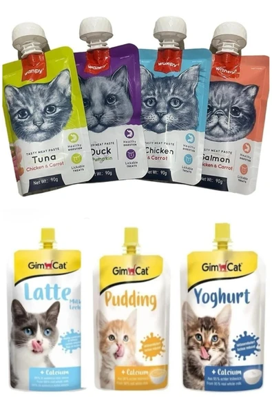 GİMCAT latte+puding+yoğurt , WANPY tuna+duck+chicken+salmon MİX ürün görseli 1