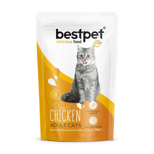 Bestpet Yetişkin Kediler İçin Tavuk Etli Kuru Mama 1 kg ürün görseli 1