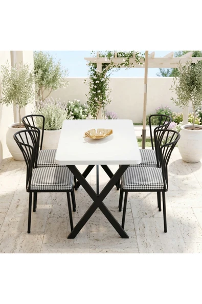 MOONCAPELLA 4 Sandalye 1 Masa Takımı Mutfak Masası Sandalye 70x110 cm Masa ürün görseli 1