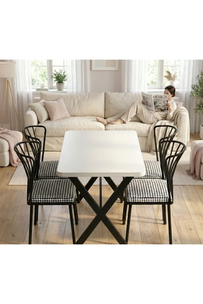 MRVHOMEE 70 x 110 cm Modern Mutfak Masa Takımı - BEYAZ ürün görseli 1