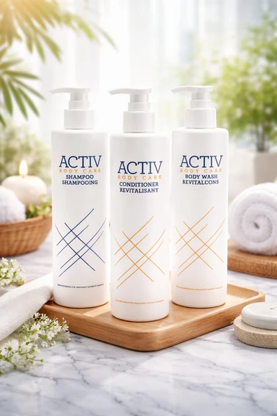 ACTIV Body Care 3’lü Bakım Seti – Şampuan + Saç Kremi + Duş Jeli 360 ml ürün görseli 1