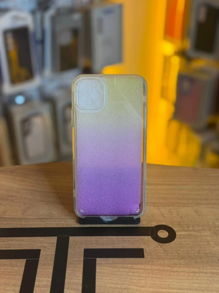 iPhone 11 Pro Max Uyumlu Parıltılı Desenli Renkli Şeffaf Silikon Kılıf ürün görseli 1