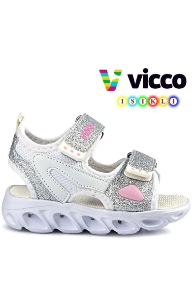 Vicco Roy 332.P21Y.189 Kız Çocuk Işıklı Sandalet Beyaz 26-30 ürün görseli 1