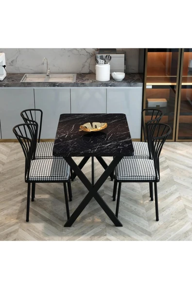MOONCAPELLA 4 Sandalye 1 Masa Takımı Mutfak Masası Sandalye 70x110 cm Masa ürün görseli 1