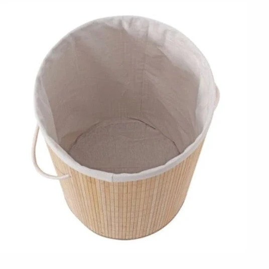 Bambu Kirli Çamaşır Sepeti  Oval - Resim 3