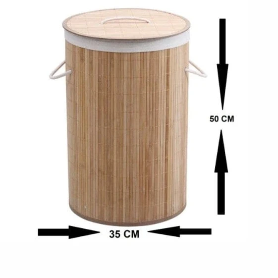 Bambu Kirli Çamaşır Sepeti  Oval - Resim 2
