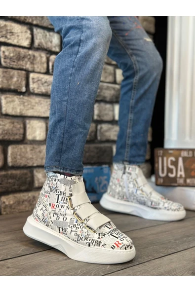 Byshoes BA0142 Bantlı Erkek Yüksek Taban Rakamlı Spor Bot ürün görseli 1