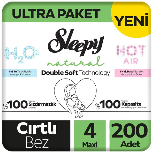 Sleepy 4 Beden Double Soft Natural Bebek Bezi Ultra Paket 100x2 200 Adet ürün görseli 1