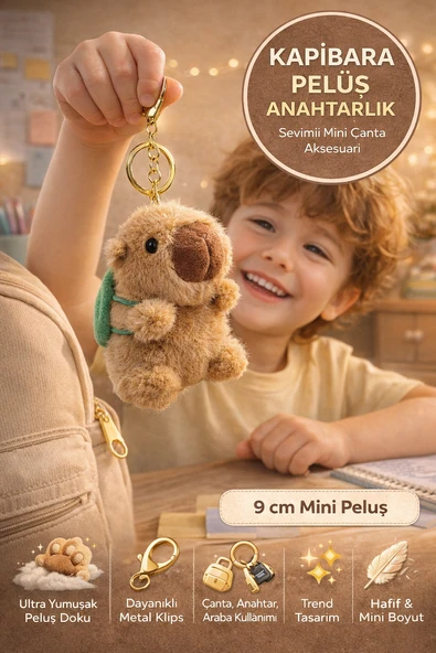 Kapibara Peluş Anahtarlık Sevimli Mini Çanta Süsü Yumuşak Oyuncak Figür Aksesuar ürün görseli 1