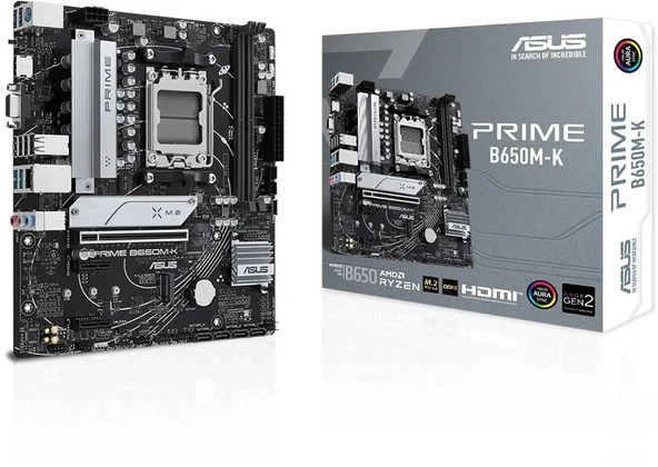 Asus Prime B650M-K 6400mhz(OC) RGB M.2 AM5 mATX DDR5 Anakart ürün görseli 1