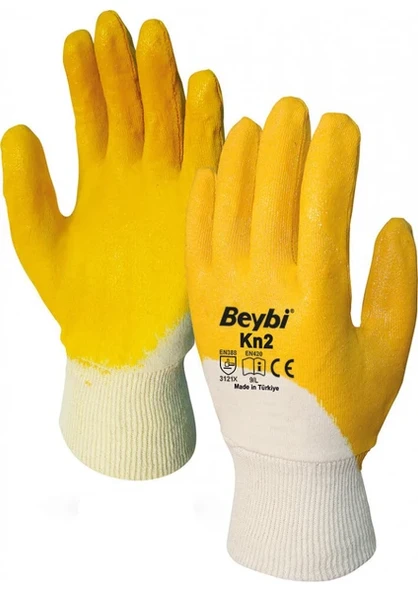 Beybi Kn2 12 Çift Sarı Nitril İş Eldiveni ürün görseli 1