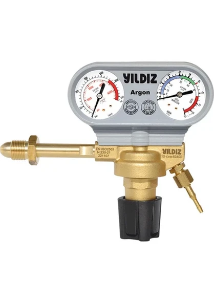 Yıldız Argon Basınç Düşürücü G 5/8'' Dış Manometreli 21 L/min 5340S ürün görseli 1